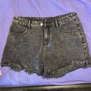 Source Unknown Washed Black High-Rise Denim Shorts